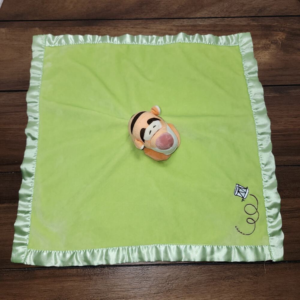 Disney Winnie The Pooh Green Tigger Infant Security Blanket 15.5" X 16"